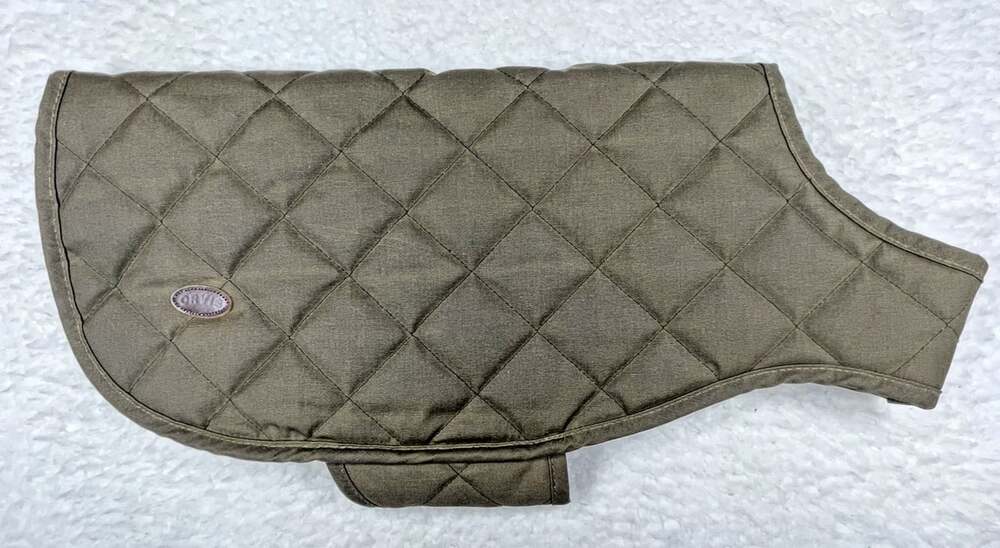 ORVIS Quilted Waxed Dog Jacket S Green Fleece-Lined Field Walking Hike Park EUC